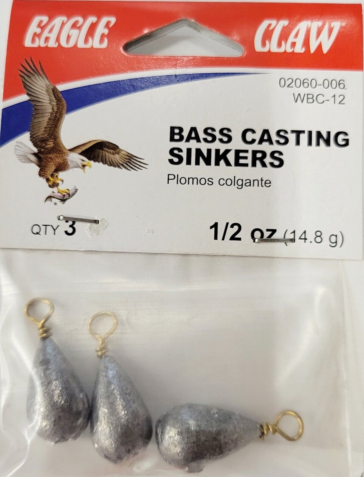 Eagle Claw Bass Casting Sinker CHOOSE SIZE