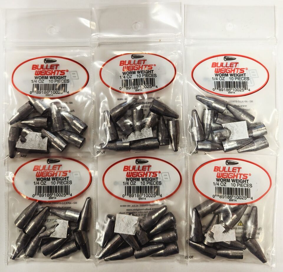 Bullet Weights Worm Weight (6 Packs) - Choose Weight