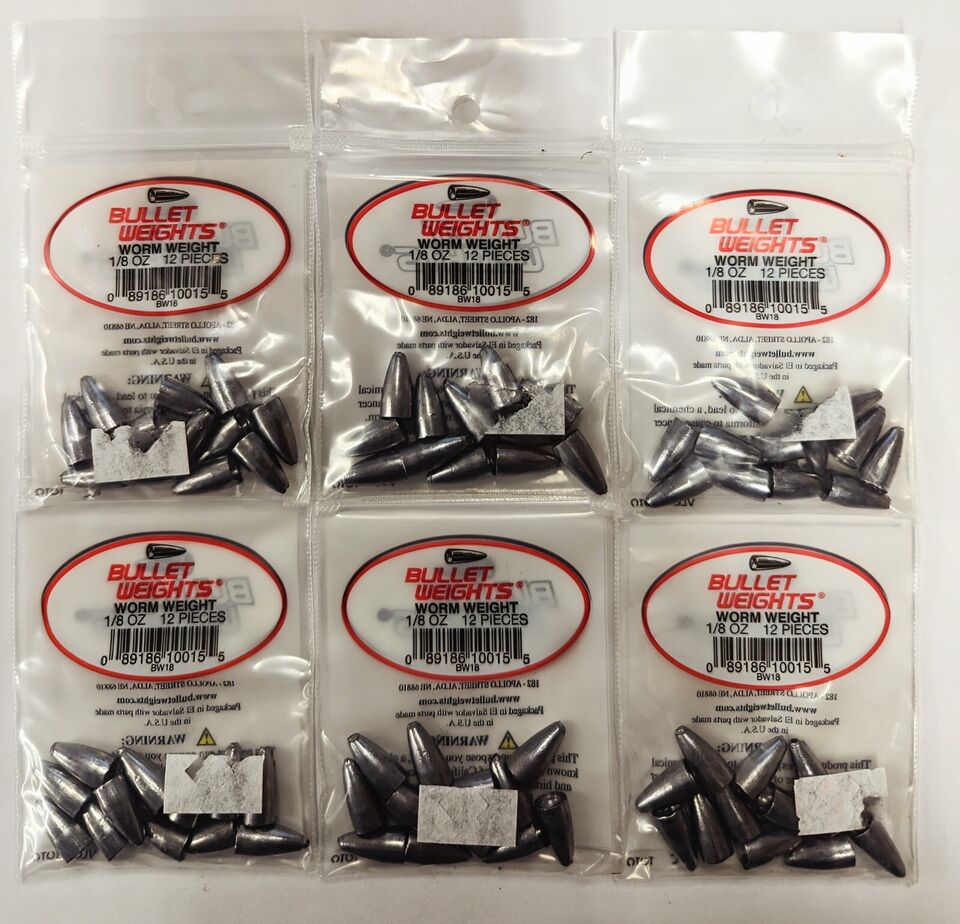 Bullet Weights Worm Weight (6 Packs) - Choose Weight