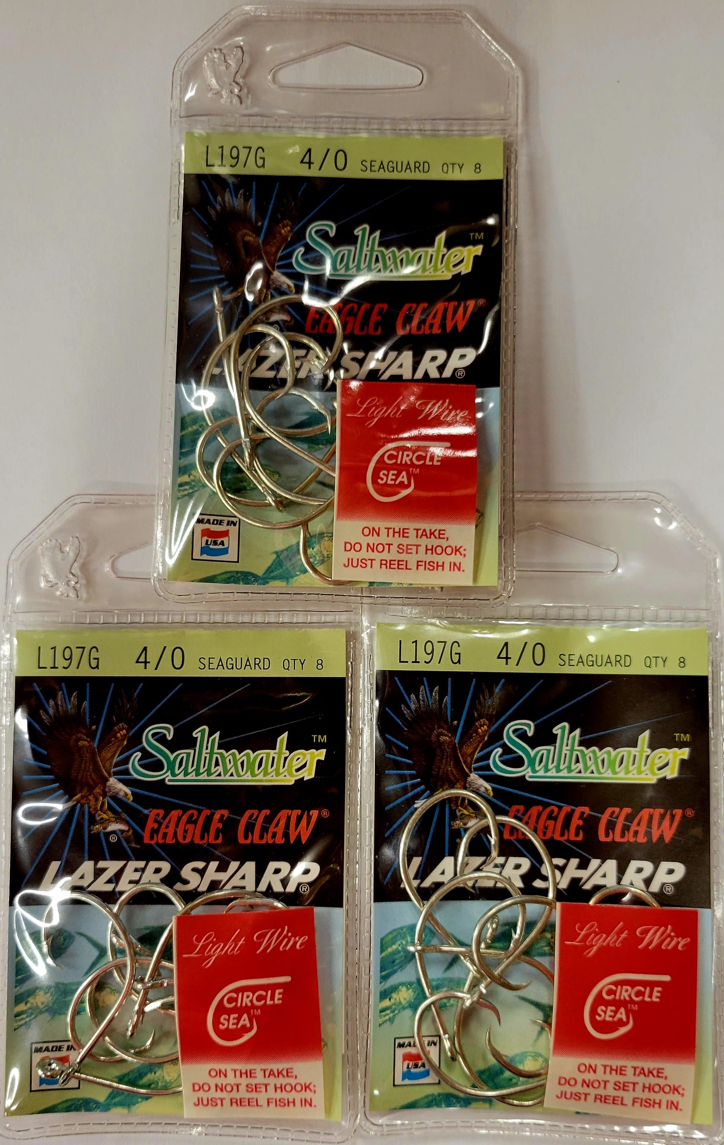 (24) Eagle Claw Laser Sharp Circle Sea L197G 4/0