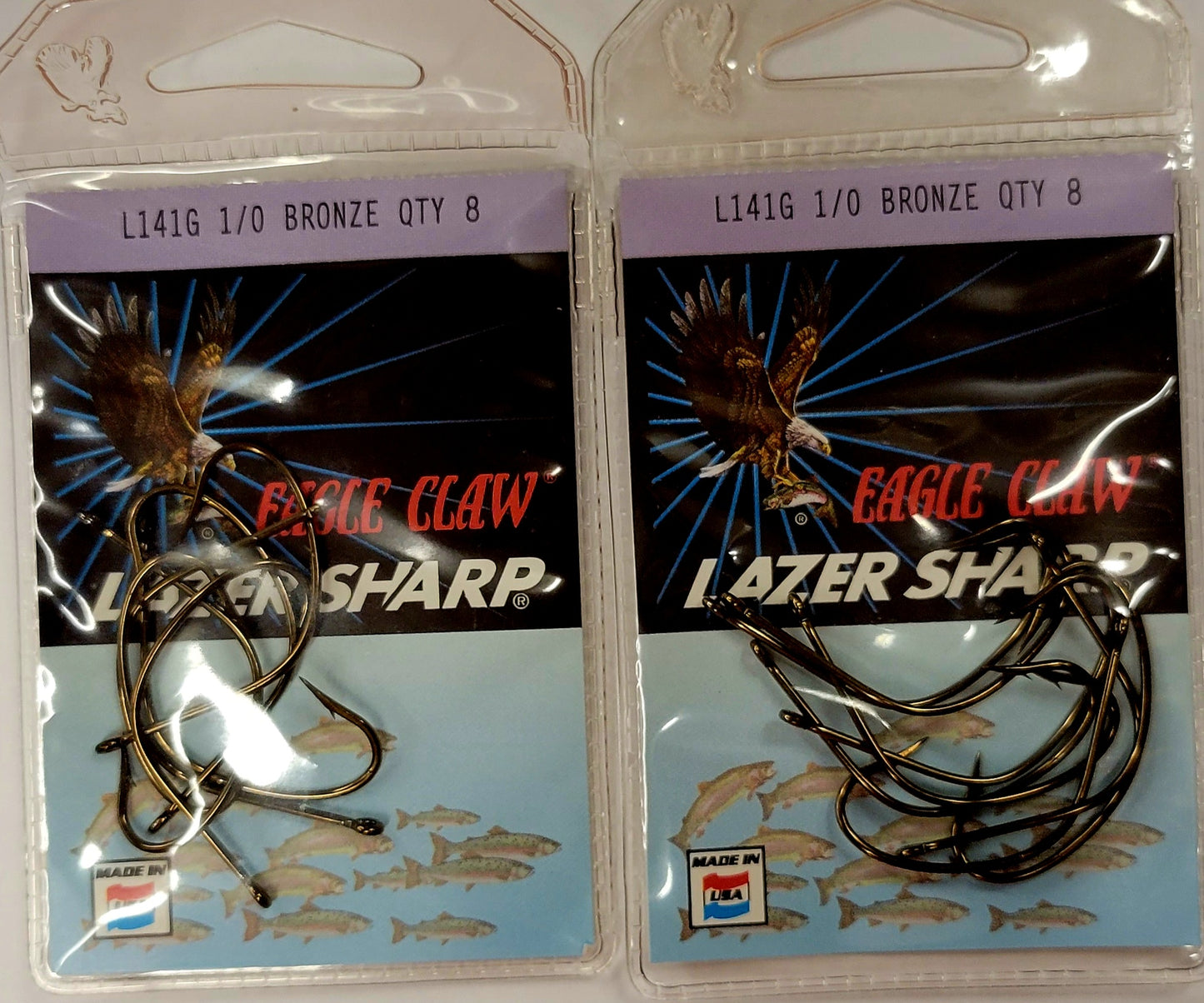 (2 PACK) Eagle Claw Lazer Sharp Hooks L141G Choose Size