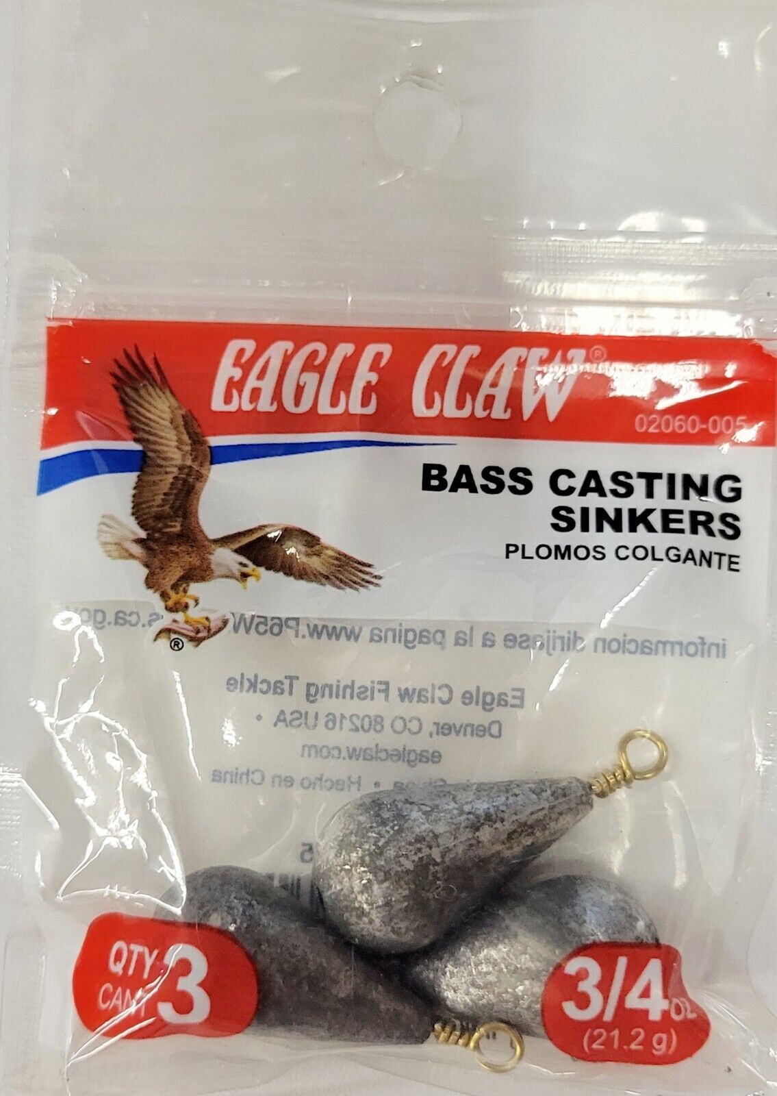 Eagle Claw Bass Casting Sinker CHOOSE SIZE