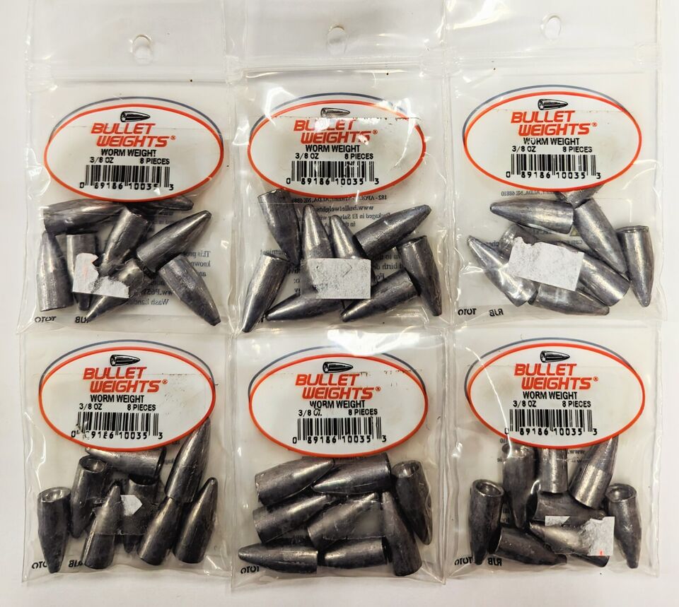 Bullet Weights Worm Weight (6 Packs) - Choose Weight
