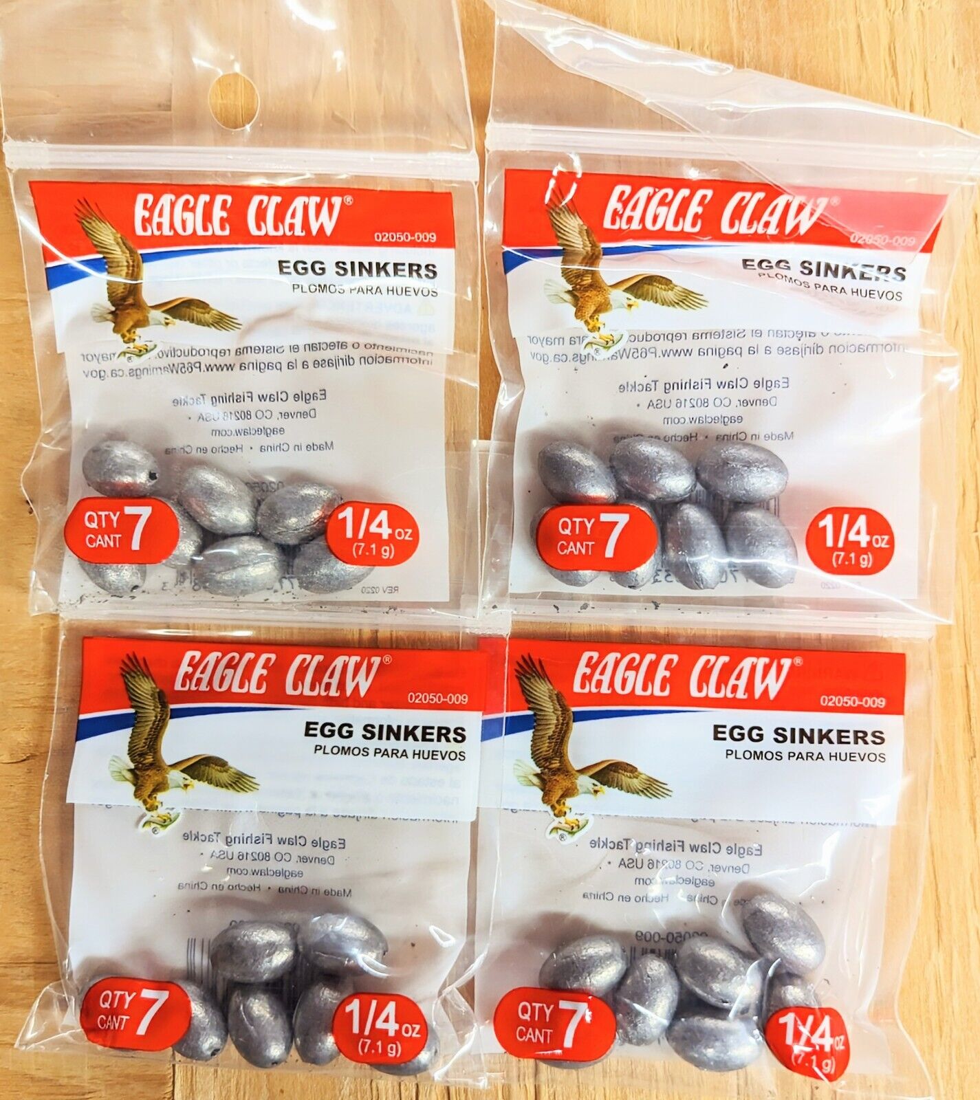 (4 Pack) Eagle Claw Egg Sinkers, Available Sizes - 1/4oz, 1/2oz, 3/4oz