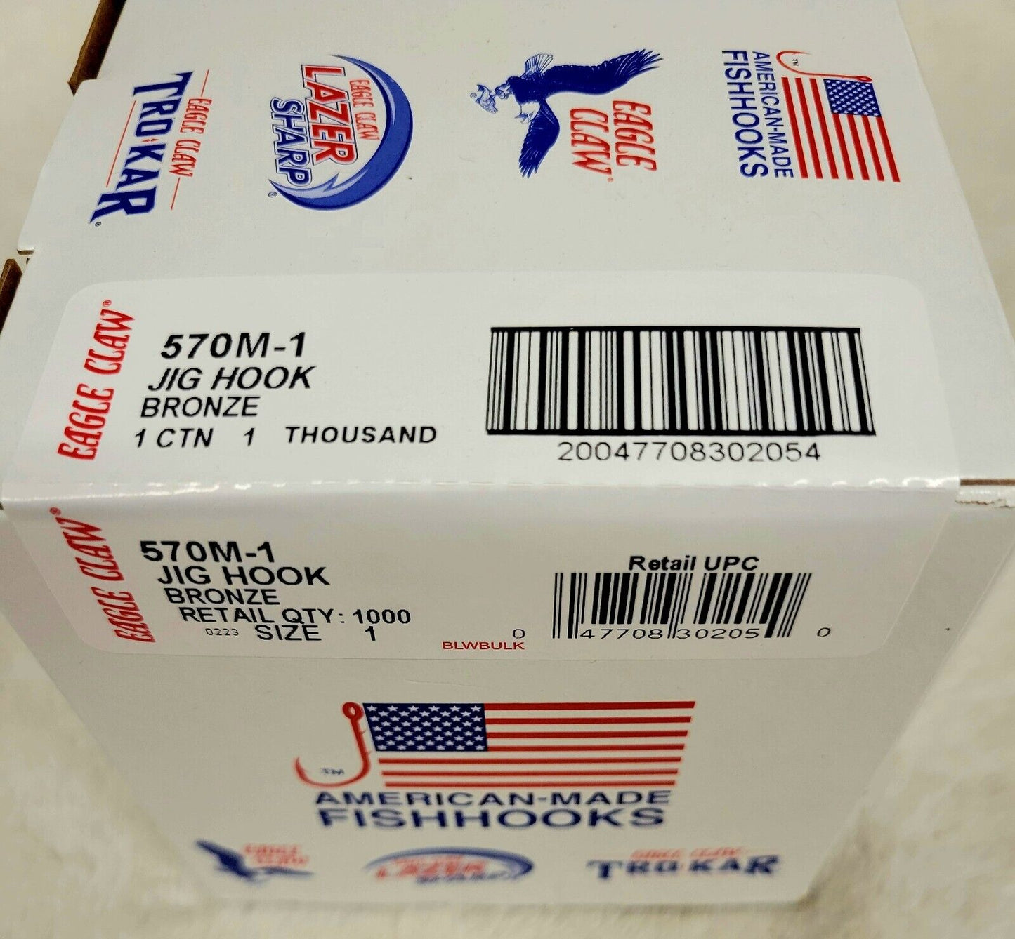 EAGLE CLAW 570M-1 JIG HOOKS SIZE 1 BRONZE 1000 Count