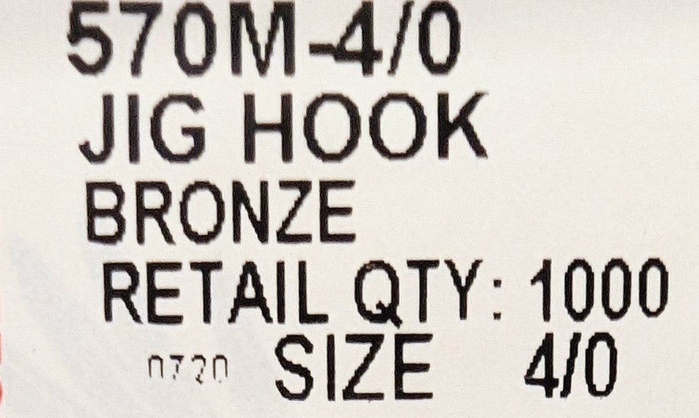 Eagle Claw 570M 4/0 Jig Hooks Bronze 1000 count