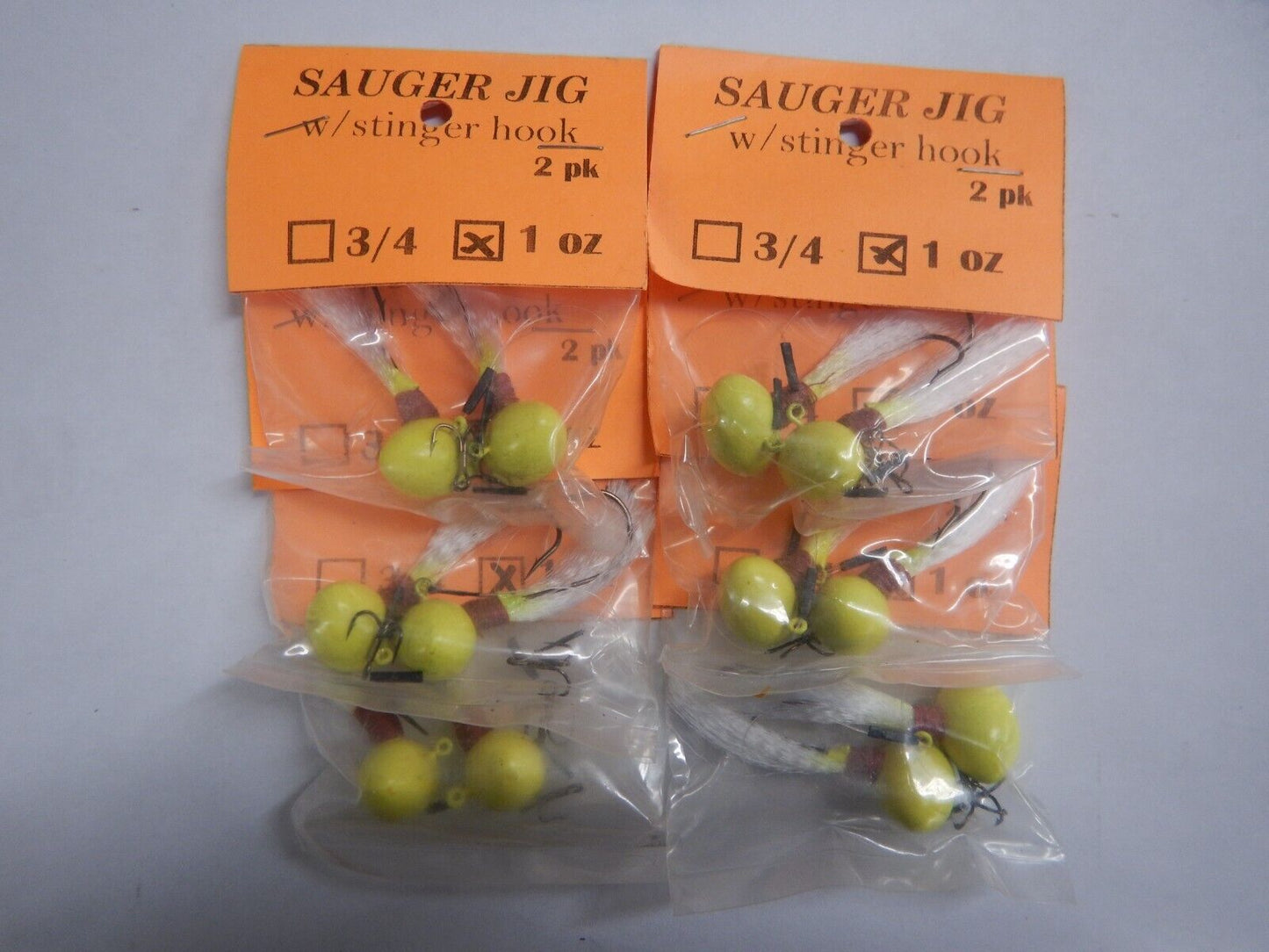 Sauger Jigs 1oz With Stinger Hook 1 dozen Choose Color