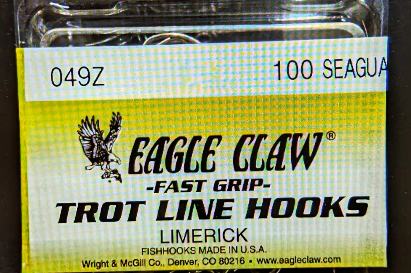 Eagle Claw 049Z Fast Grip Trot Line Hooks Limerick 100 count - CHOOSE SIZE