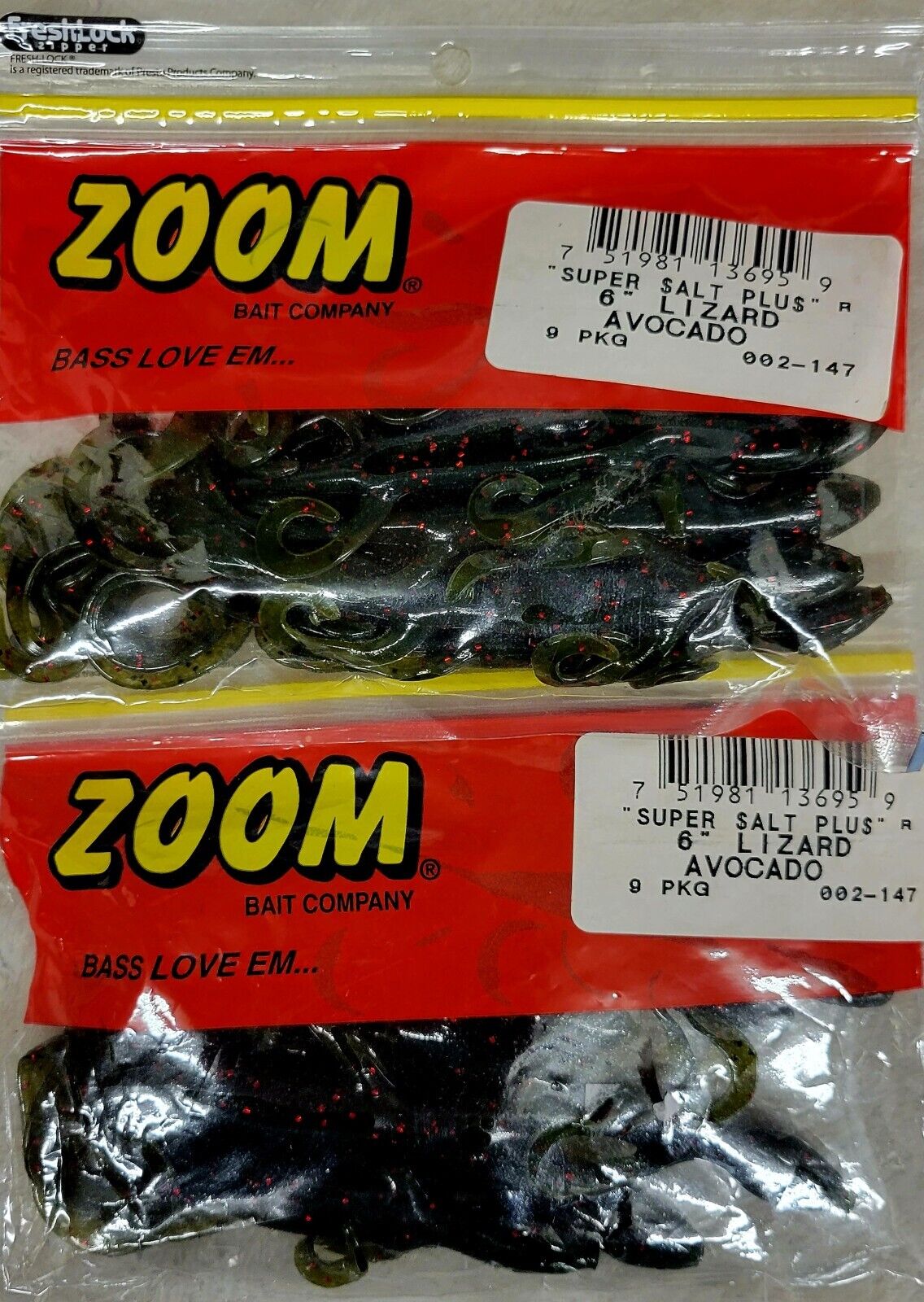 Zoom Super Salt Plus Lizard 6" !!2 PACKS!! - Choose Color