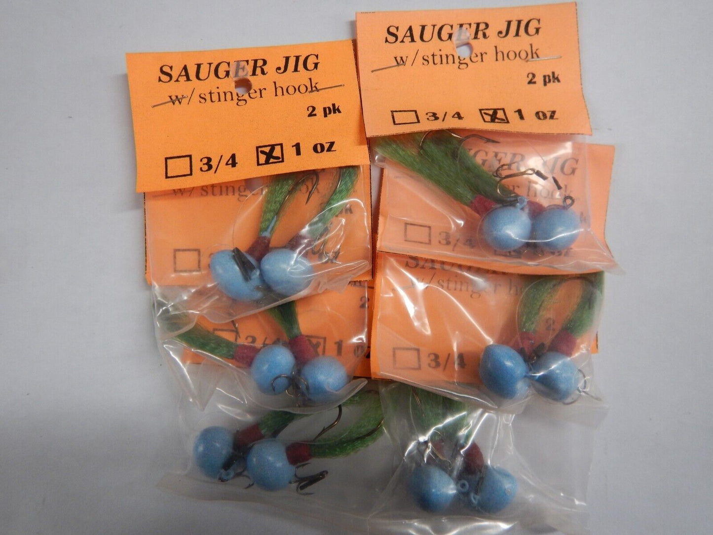 Sauger Jigs 1oz With Stinger Hook 1 dozen Choose Color
