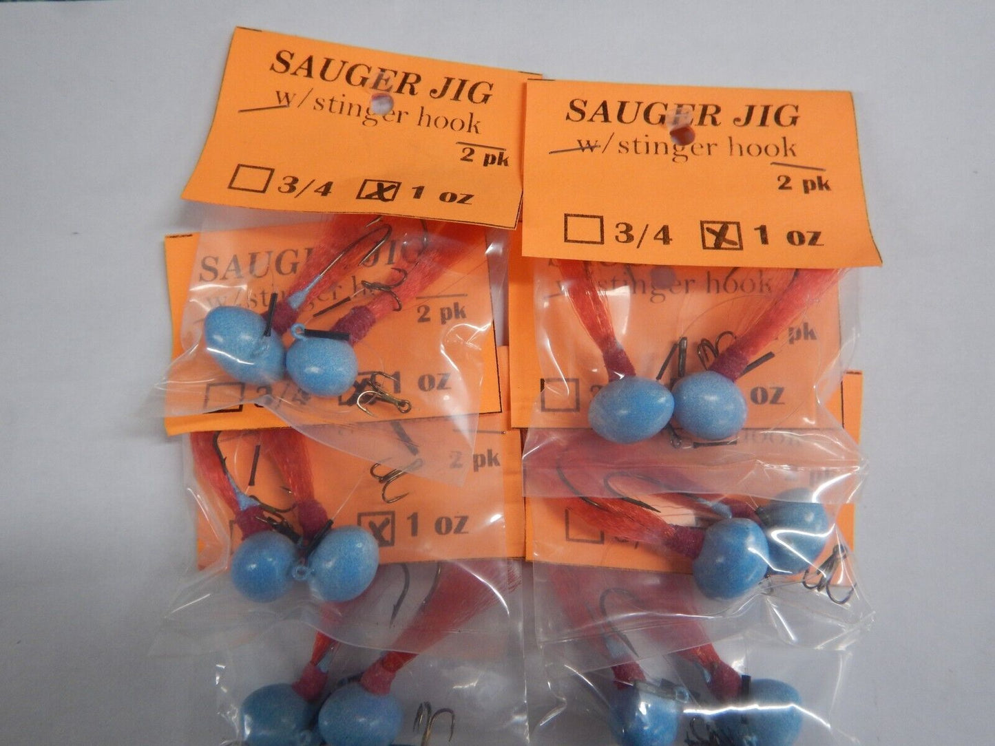 Sauger Jigs 1oz With Stinger Hook 1 dozen Choose Color