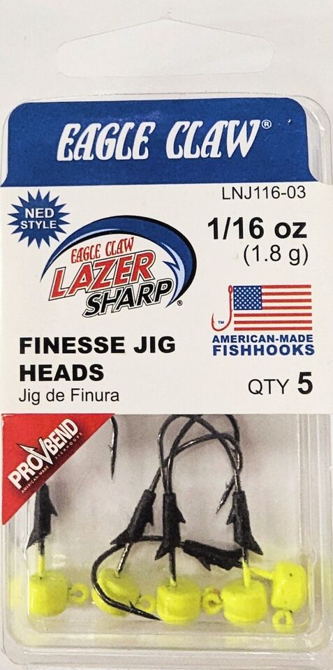 Eagle Claw LNJ Lazer Sharp Finesse Jig Head - Choose Size and Choose Color