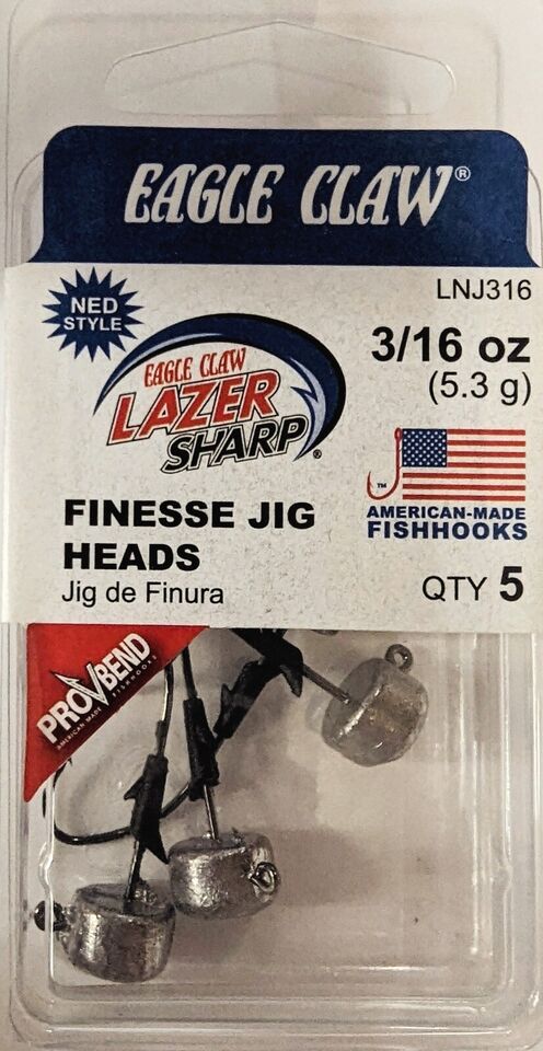 Eagle Claw LNJ Lazer Sharp Finesse Jig Head - Choose Size and Choose Color