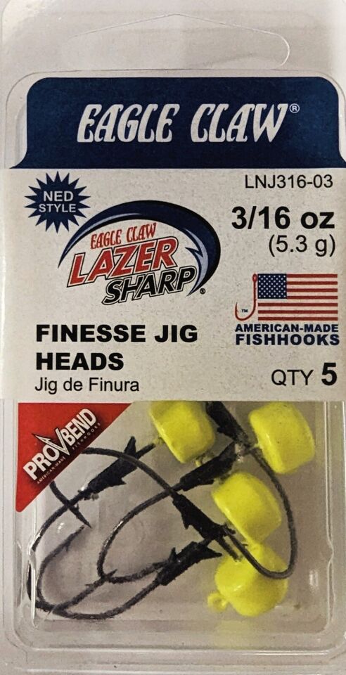 Eagle Claw LNJ Lazer Sharp Finesse Jig Head - Choose Size and Choose Color