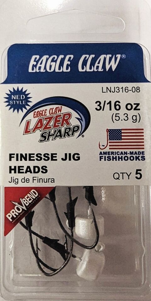 Eagle Claw LNJ Lazer Sharp Finesse Jig Head - Choose Size and Choose Color