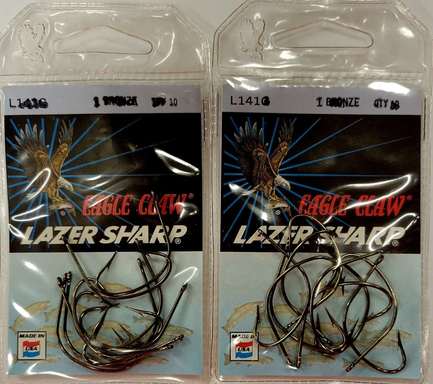 (2 PACK) Eagle Claw Lazer Sharp Hooks L141G Choose Size