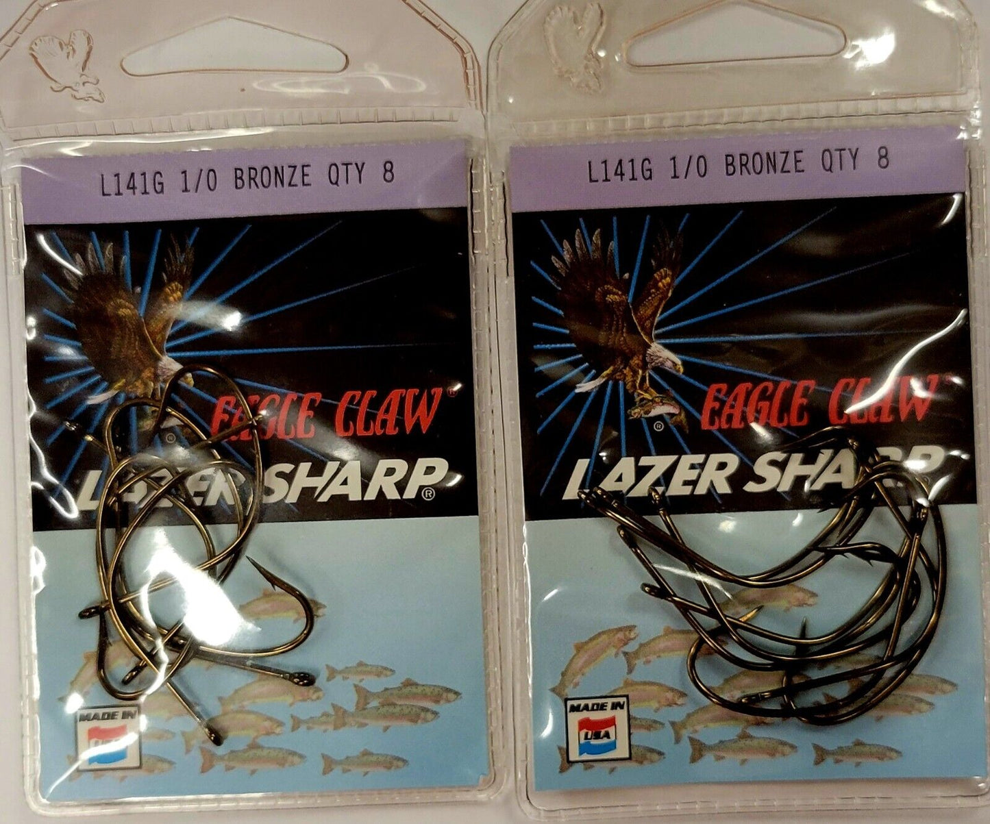 (2 PACK) Eagle Claw Lazer Sharp Hooks L141G Choose Size