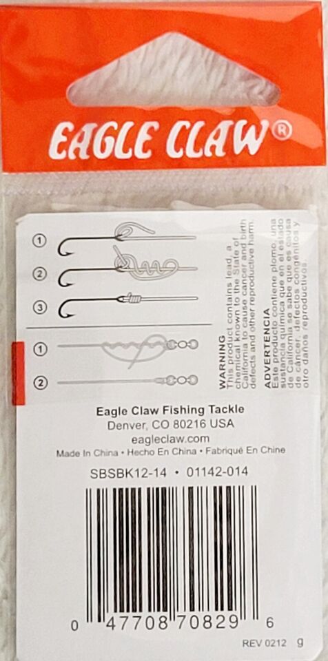 * LOT of 12* Eagle Claw Barrel Swivel w/ Safety Snap SBSBK12-14 01142-014 Size14