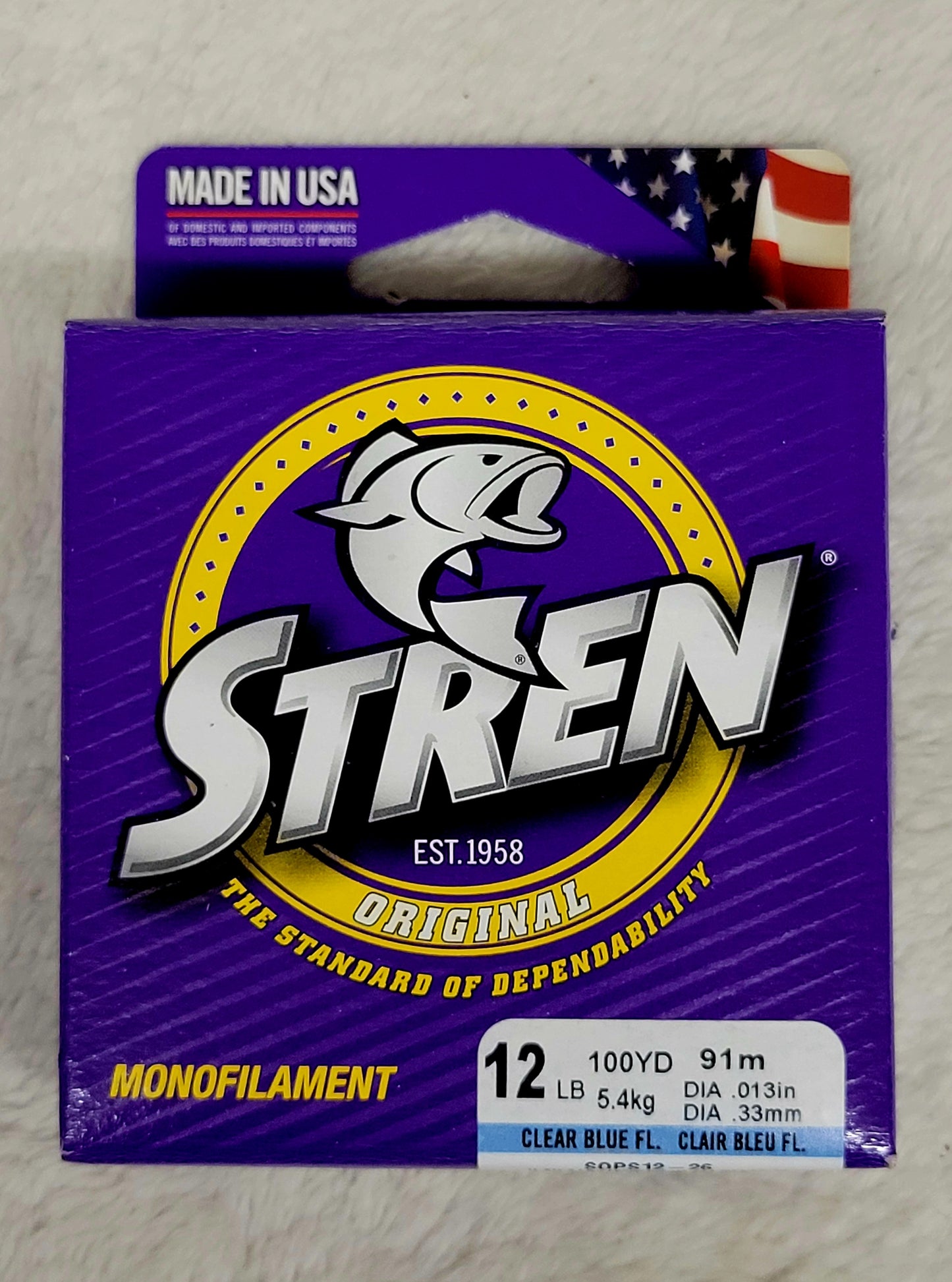 STREN ORIGINAL MONOFILAMENT fishing line Clear Blue Fluorescent