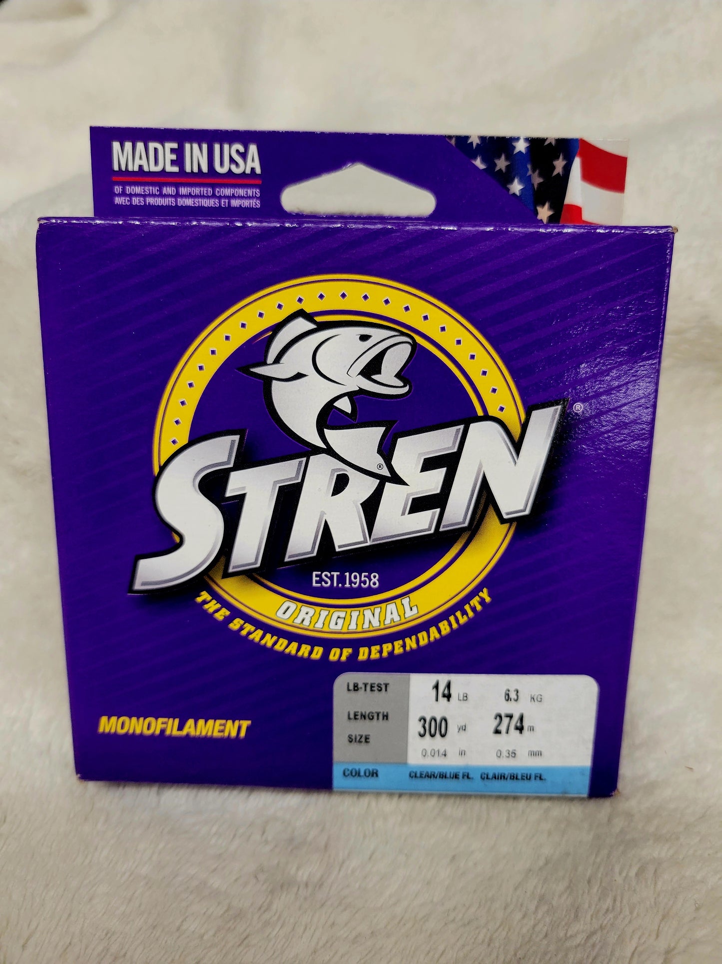 STREN ORIGINAL MONOFILAMENT fishing line Clear Blue Fluorescent