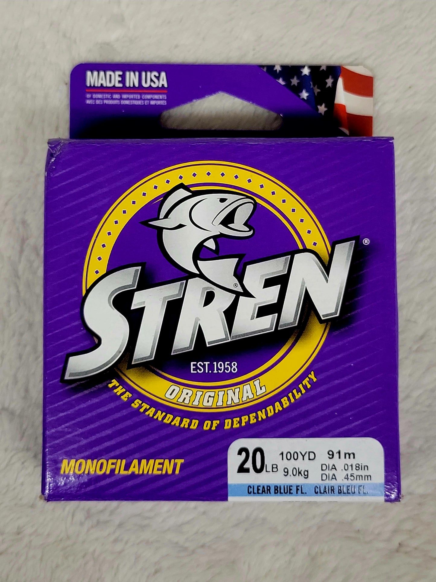 STREN ORIGINAL MONOFILAMENT fishing line Clear Blue Fluorescent