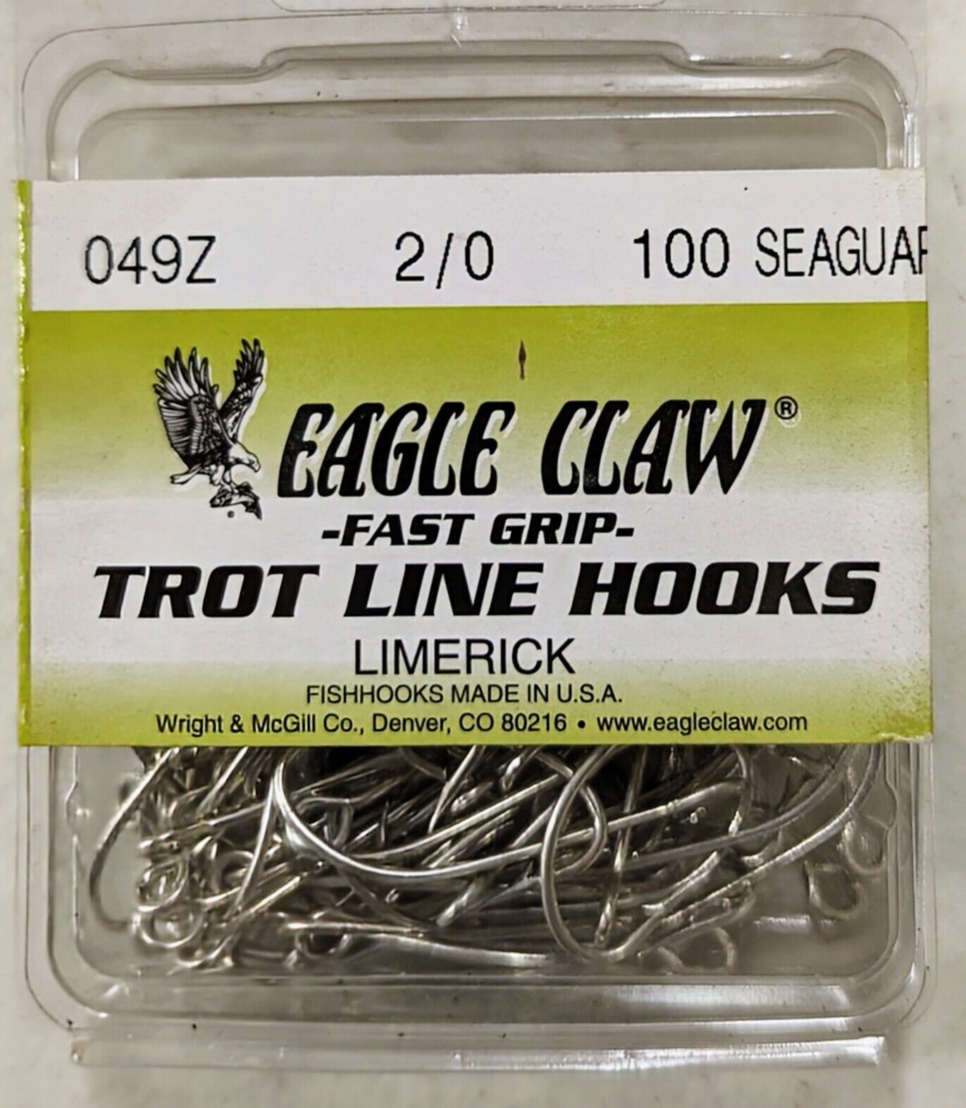 Eagle Claw 049Z Fast Grip Trot Line Hooks Limerick 100 count - CHOOSE SIZE