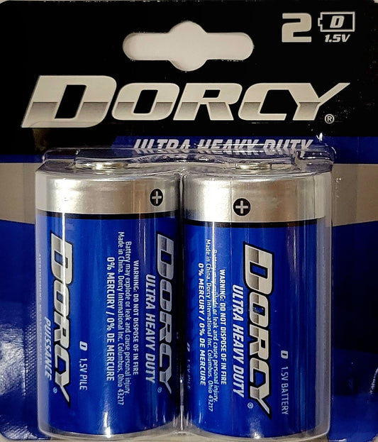 Dorcy Ultra Heavy Duty 1.5V D Batteries 2 Pack
