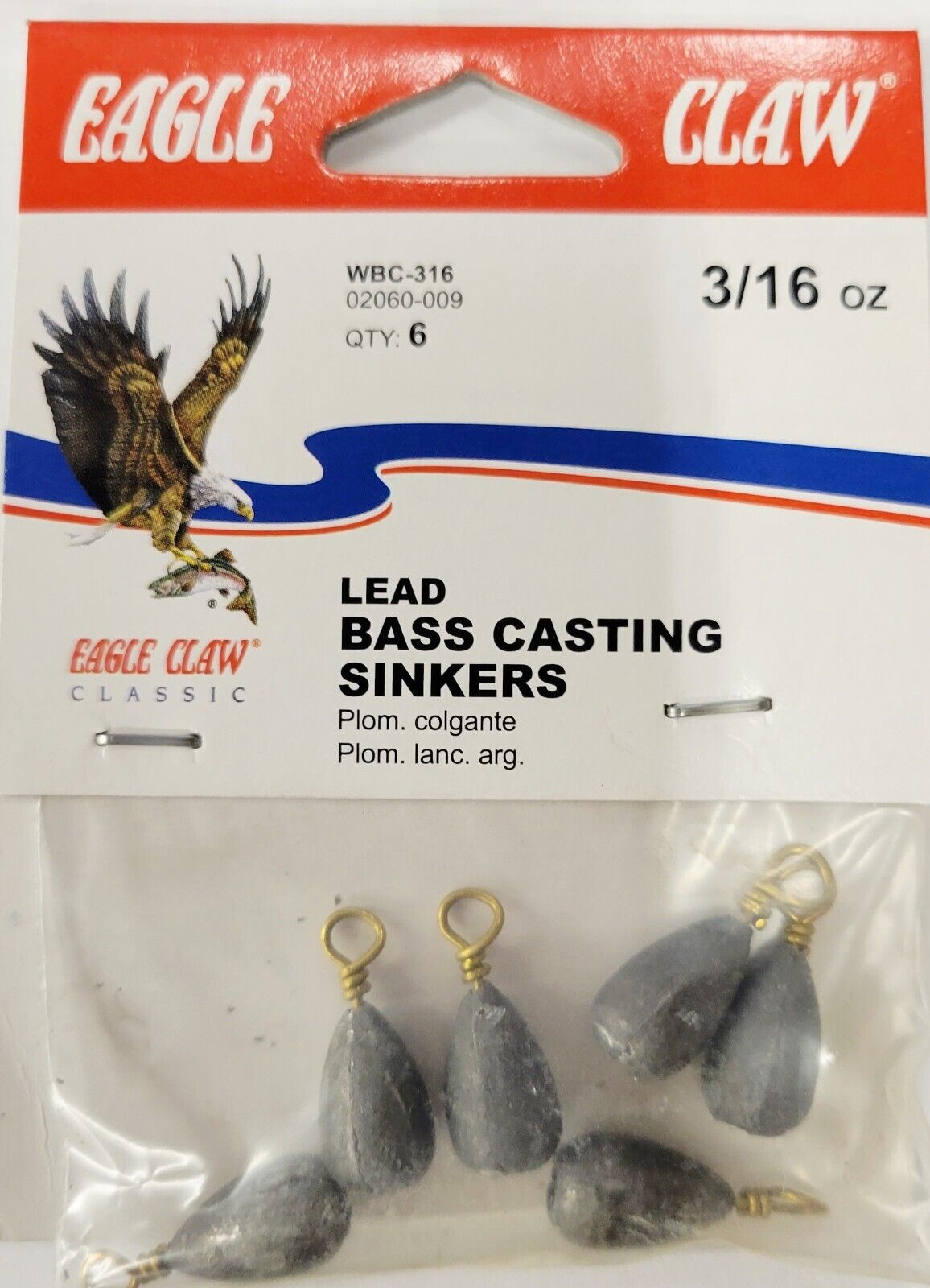 Eagle Claw Bass Casting Sinker CHOOSE SIZE