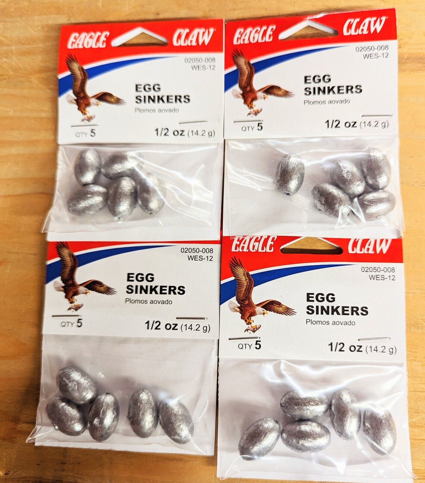 (4 Pack) Eagle Claw Egg Sinkers, Available Sizes - 1/4oz, 1/2oz, 3/4oz