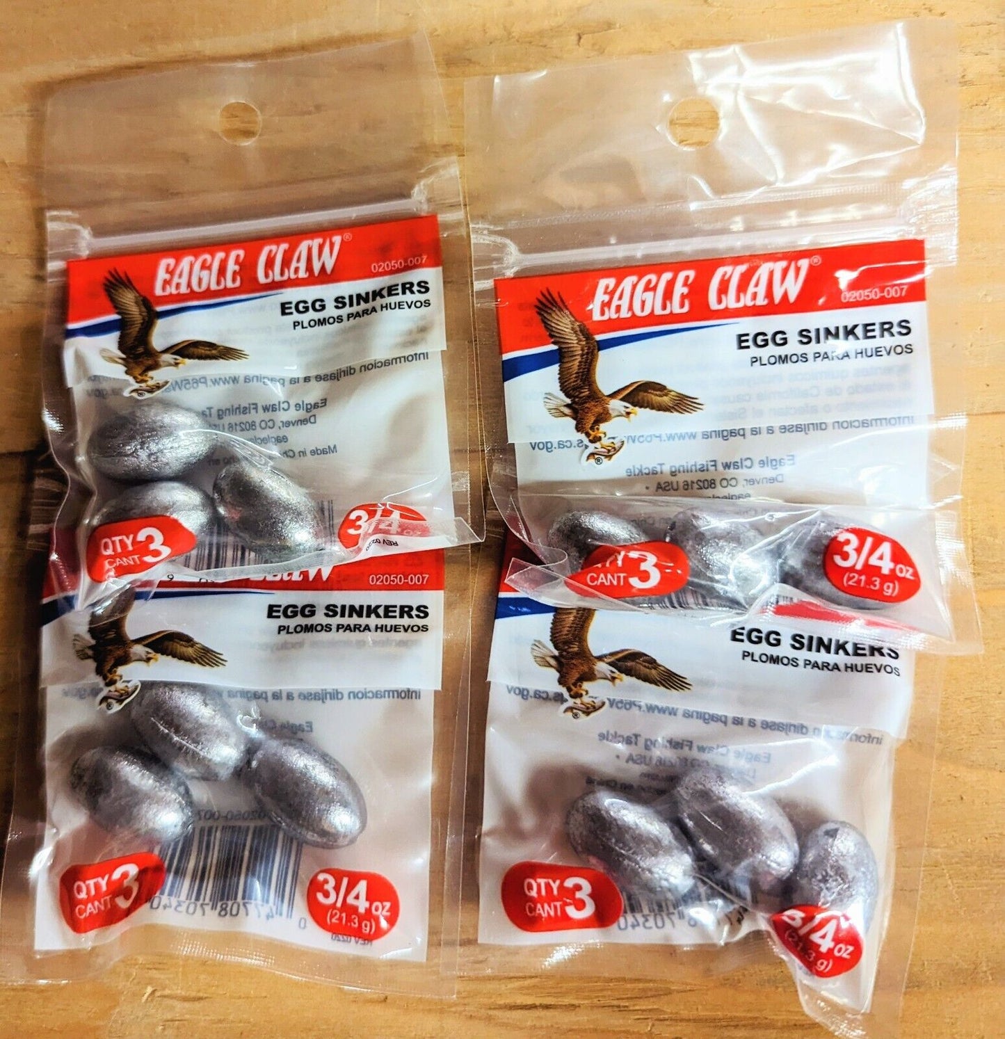 (4 Pack) Eagle Claw Egg Sinkers, Available Sizes - 1/4oz, 1/2oz, 3/4oz