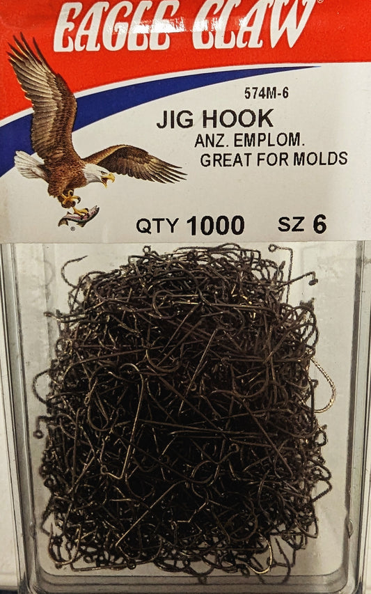 Eagle Claw 574M-6 Jig Hook 1000ct Great for Molds!
