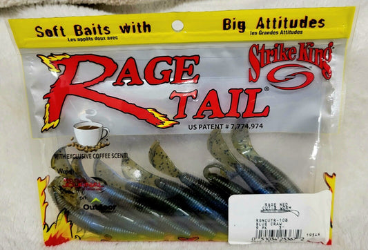Strike King Rage Ned Cut-R-Worm Blue Craw RGNCUTR-108 3" 9 pack