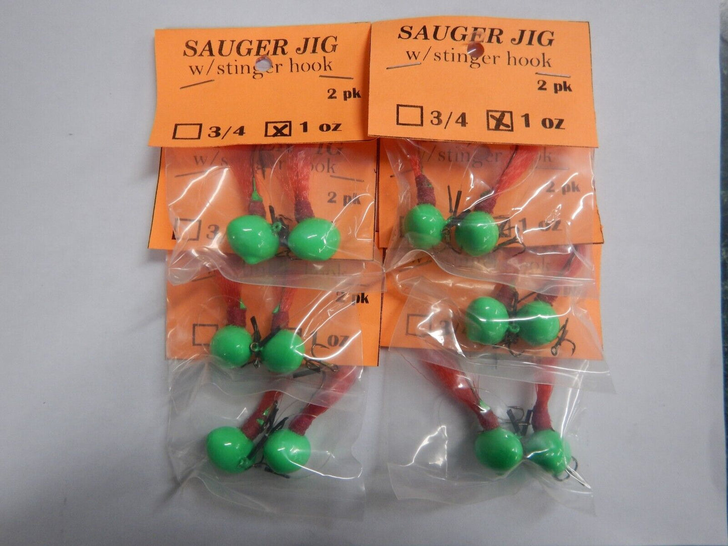 Sauger Jigs 1oz With Stinger Hook 1 dozen Choose Color