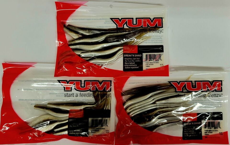 **LOT OF 3** Yum 5" Break"N Shad 10 Pack YBS5 Series CHOOSE YOUR COLOR!