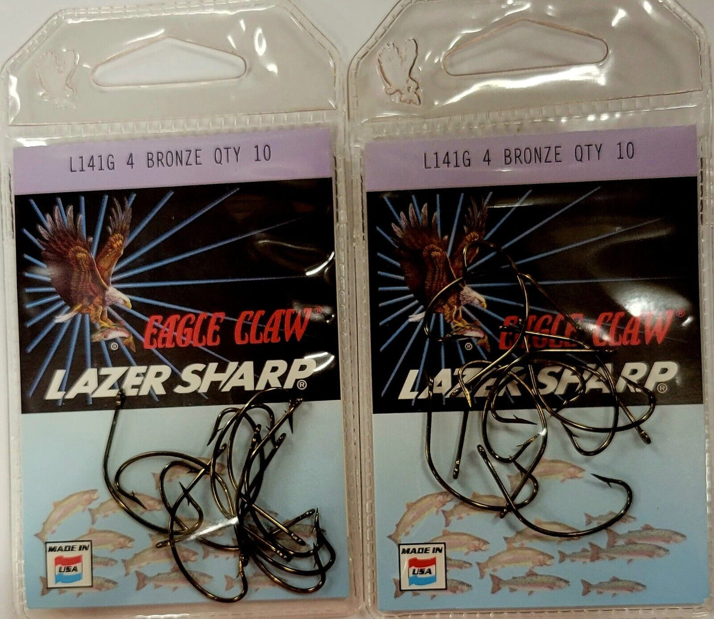(2 PACK) Eagle Claw Lazer Sharp Hooks L141G Choose Size