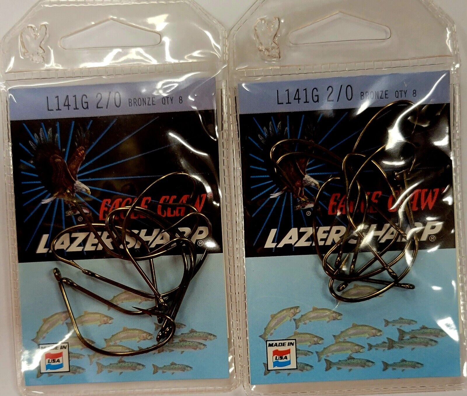 2 PACK) Eagle Claw Lazer Sharp Hooks L141G Choose Size