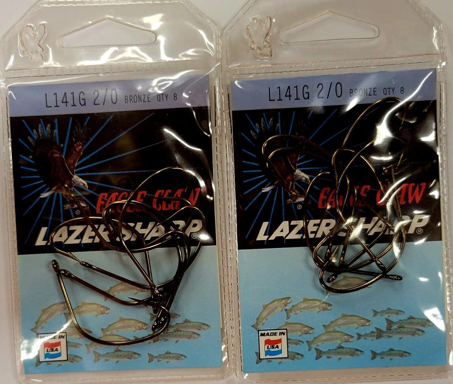 (2 PACK) Eagle Claw Lazer Sharp Hooks L141G Choose Size