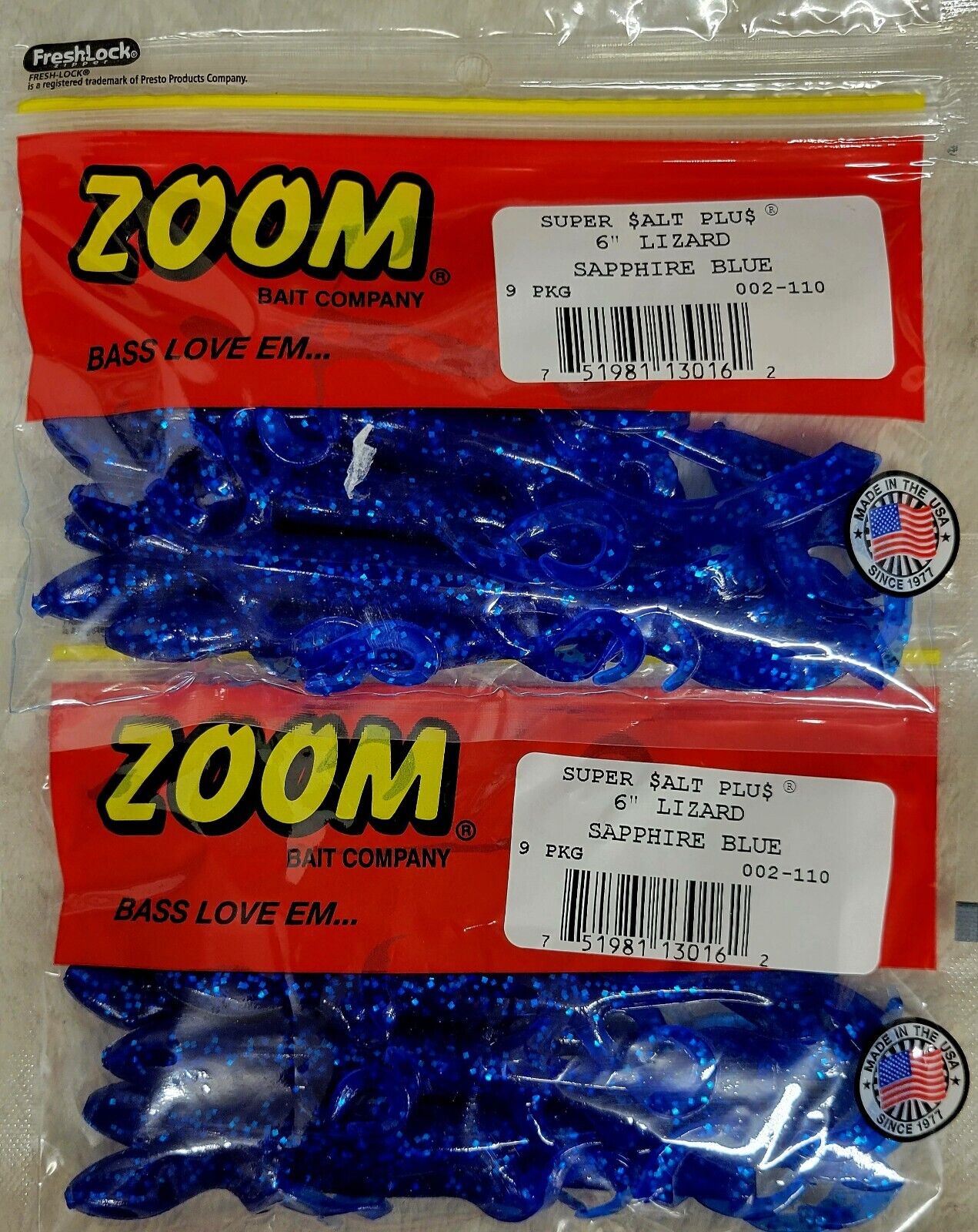 Zoom Super Salt Plus Lizard 6" !!2 PACKS!! - Choose Color